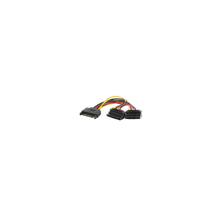 Lanberg CA-SASA-10CU-0015 cable de SATA 0,15 m SATA de 15 pines 2 x SATA de 15 pines Negro, Rojo, Amarillo