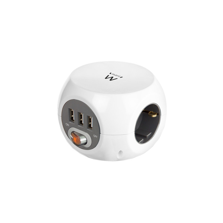 REGLETA EWENT EW3939 CUBO 3 TOMAS 3 PTOS USB BLANCO EW3939