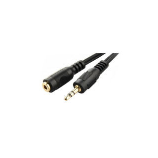 CABLE EXTENSOR GEMBIRD JACK 3.5MM MACHO A JACK 3.5MM HEMBRA 5METROS NEGRO CCA-421S-5M