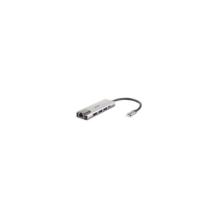 HUB D-LINK USB TIPO-C 5 EN 1 2XUSB 3.0 1XUSB TIPO-C 1XHDMI 1XRJ45 PLUG AND PLAY DUB-M520