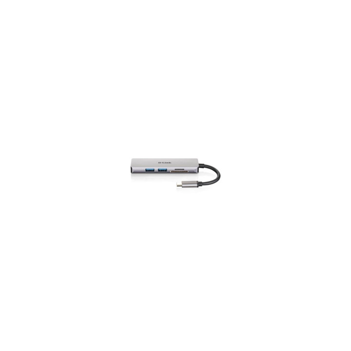 HUB D-LINK USB-TIPO C 5 EN 1 2XUSB 3.0 1XUSB TIPO-C 1XHDMI LECTOR TARJETAS SD MICROSD SDHC SDXC PLUG AND PLAY DUB-M530