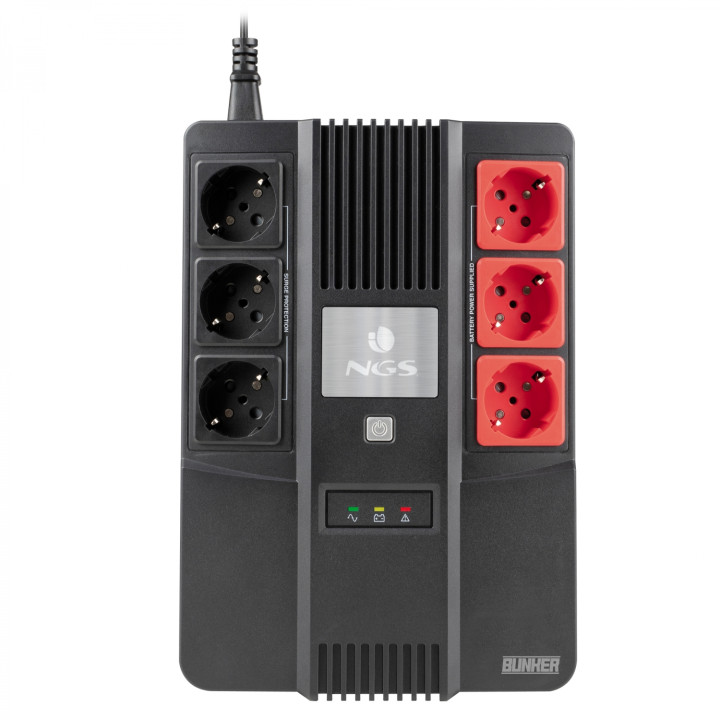 SAI OFFLINE NGS 600VA 360W PROTECCION SOBRECARGAS CORTOCIRCUITO 6XTOMAS SCHUKO AVR BACK BOOST NEGRO FORTRESSBUNKER