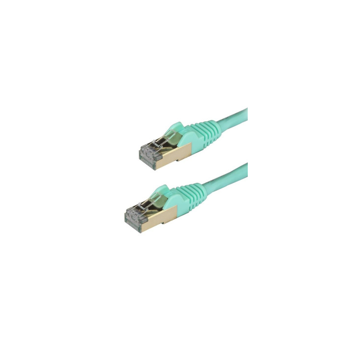 StarTech.com Cable de 3m de Red Ethernet RJ45 Cat6a Blindado STP - Cable sin Enganche Snagless - Aguamarina