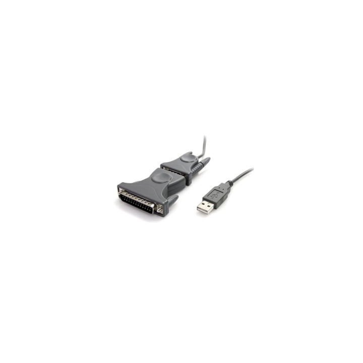 StarTech.com Cable Adaptador de 0.9m USB a Serie Serial DB9 DB25 RS232 - 0.9m Negro