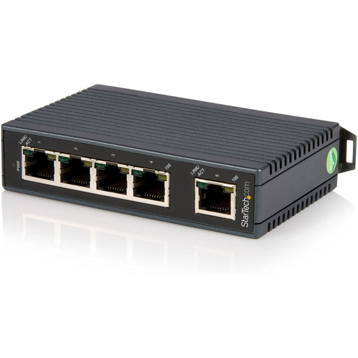 StarTech.com Switch Conmutador Industrial Ethernet de 5 Puertos RJ45 de Montaje en Carril DIN - Negro