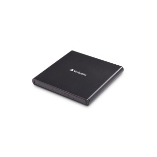 VERBATIM SLIMLINE GRABADORA EXTERNA CD/DVD CD 24X DVD 8X COMPATIBLE CON MDISC USB 2.0 INCLUYE SOFTWARE GRABACION NEGRO
