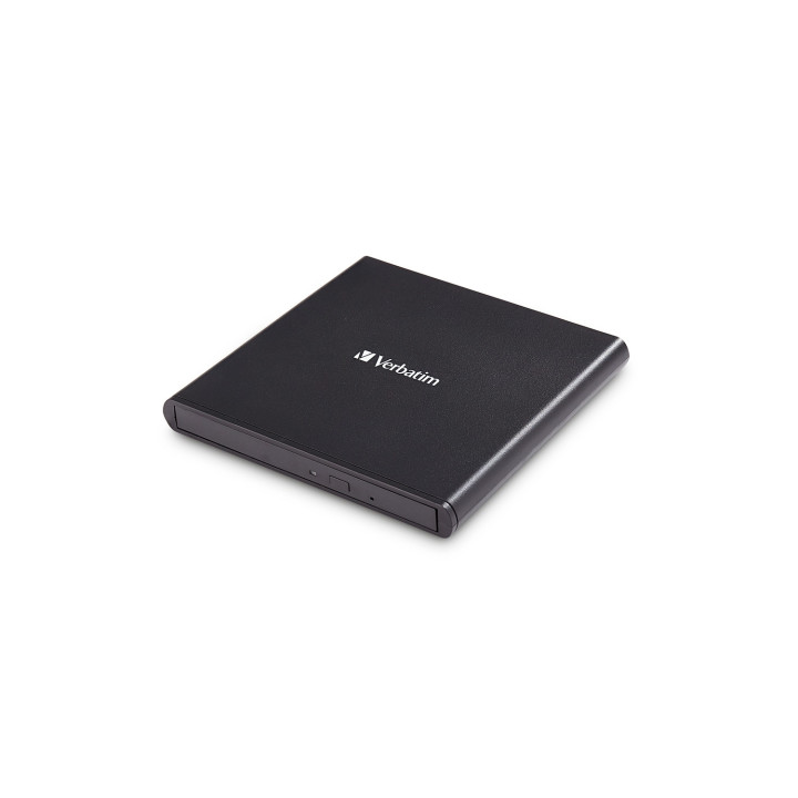 VERBATIM SLIMLINE GRABADORA EXTERNA CD/DVD CD 24X DVD 8X COMPATIBLE CON MDISC USB 2.0 INCLUYE SOFTWARE GRABACION NEGRO