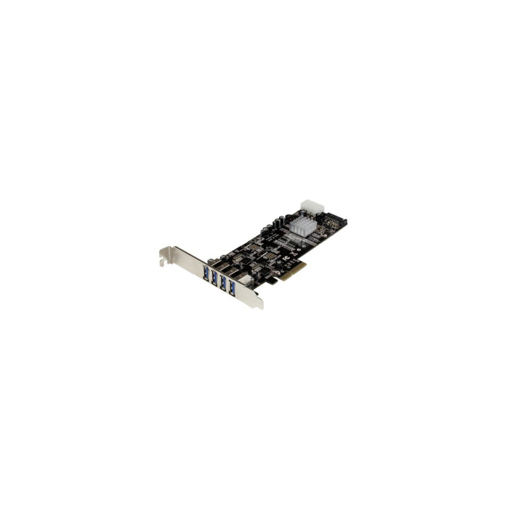 StarTech.com Adaptador Tarjeta PCI Express PCI-E 4 Puertos USB 3.0 UASP Bus Doble con Alimentación Molex SATA