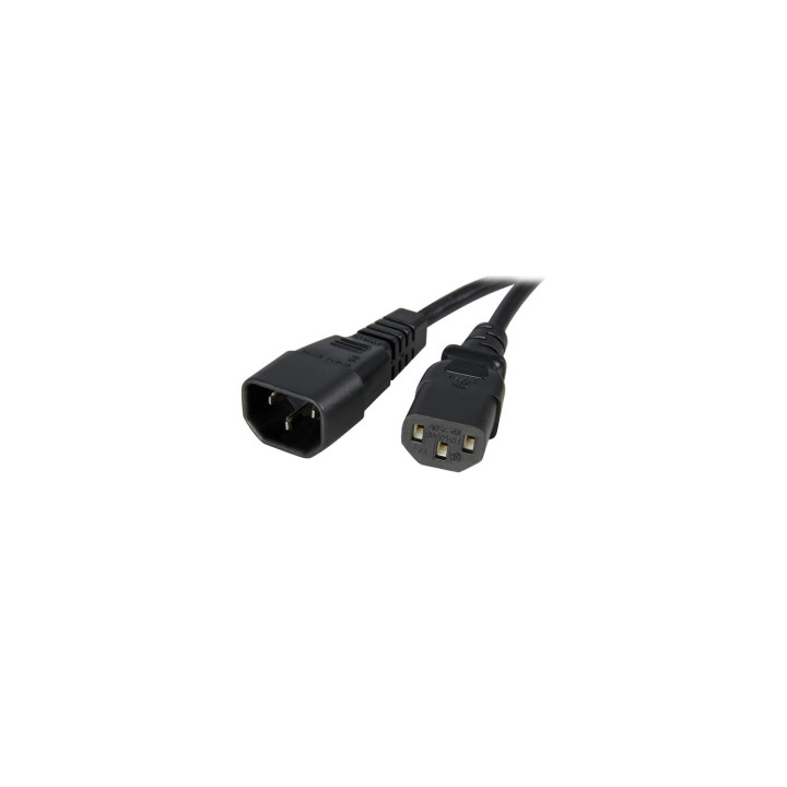 StarTech.com PXT1001M Extensor Alargador de 1m para Cable de Alimentación de Ordenador - C14 a C13 - Negro