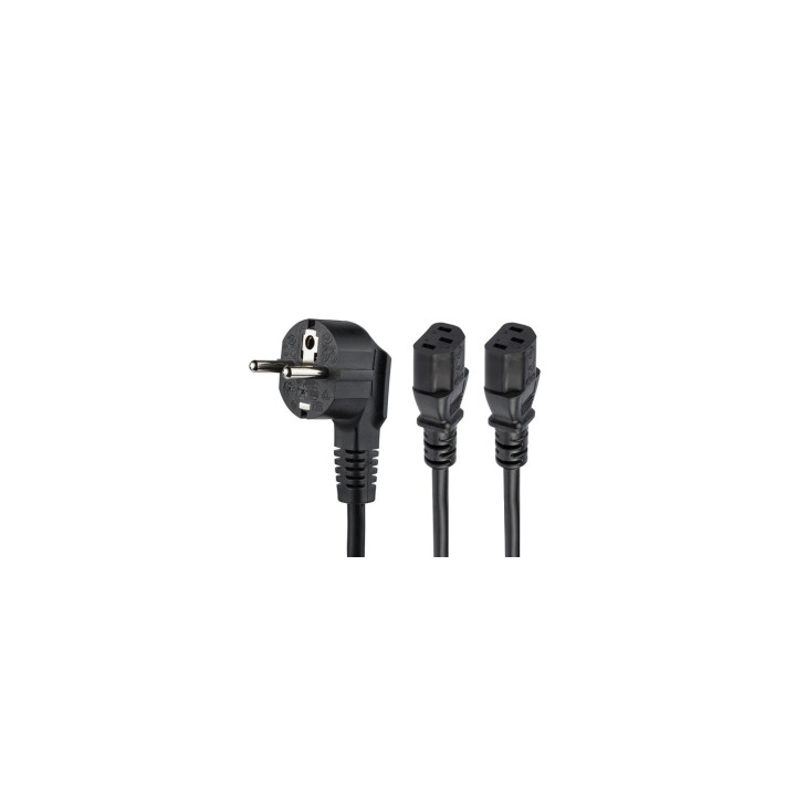 StarTech.com PXT101YEU2M Cable de 2m de alimentación para ordenadores Schuko CEE7 a 2x C13 en Y - Cable de Alimentación