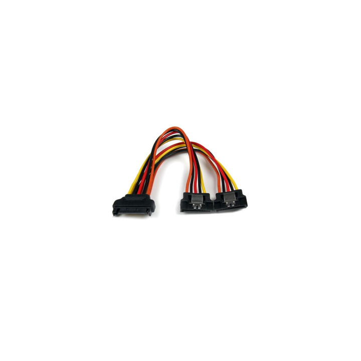 StarTech.com Cable 0,15m Adaptador Bifurcador Divisor Splitter Alimentación SATA Latching Cierre Pestillo - 2x Hembra