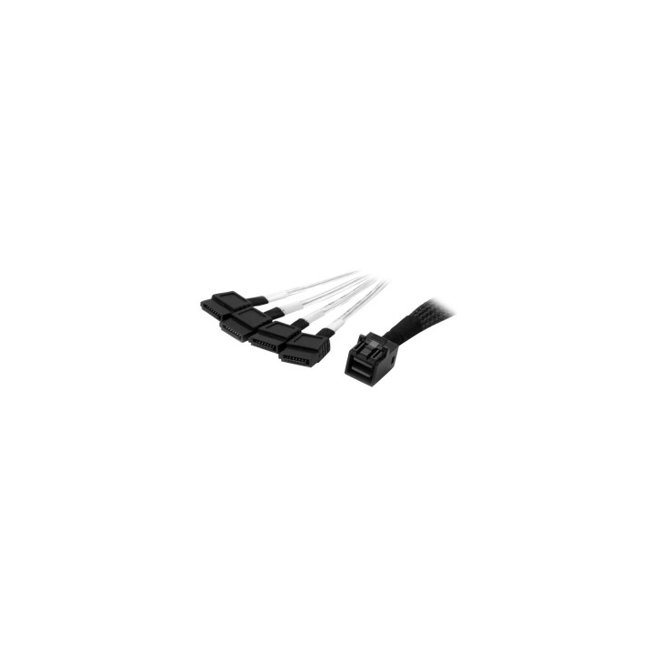 StarTech.com Cable Mini SAS Interno a SATA de 1m - Cable SFF-8643 a 4x SATA - Negro Plata