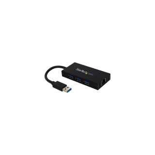 StarTech.com Hub USB 3.0 de Aluminio con Cable - Concentrador de 3 Puertos USB con Adaptador de Red Ethernet Gigabit