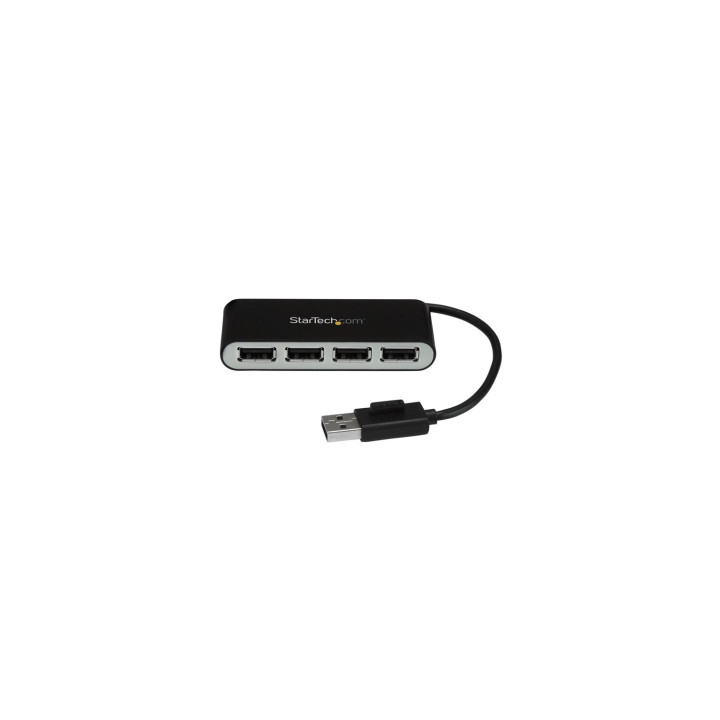 StarTech.com Concentrador Ladrón USB 2.0 de 4 Puertos con Cable Integrado - Hub Portátil USB 2.0