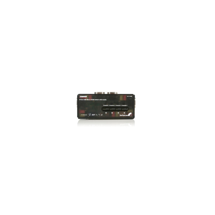 StarTech.com Juego de Conmutador Switch KVM 4 Puertos VÍ­deo VGA USB 2.0 con Cables y Audio - Negro