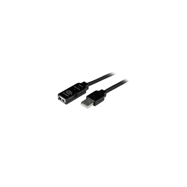 StarTech.com Cable de Extensión Alargador de 20m USB 2.0 Alta Velocidad Activo Amplificado - Macho a Hembra - Negro