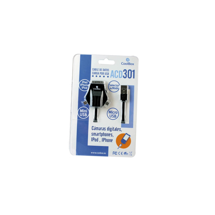 cable coolbox acd 301 usb a micro usb mini usb apple iPhone 1m Negro CABCOOACD301