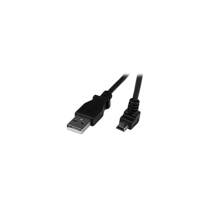 StarTech.com Cable Adaptador USB 2.0 2m USB A Macho a Mini USB B Macho Acodado en Íngulo hacia Abajo negro