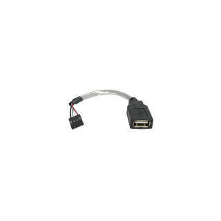 StarTech.com Cable de 15cm Adaptador Extensor USB 2.0 a IDC 4 pines - Conector a Placa Base - Hembra a Hembra gris