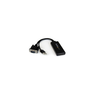 StarTech.com Adaptador VGA a HDMI con audio y alimentación USB â€“ Conversor VGA a HDMI portátil â€“ 1080 p negro