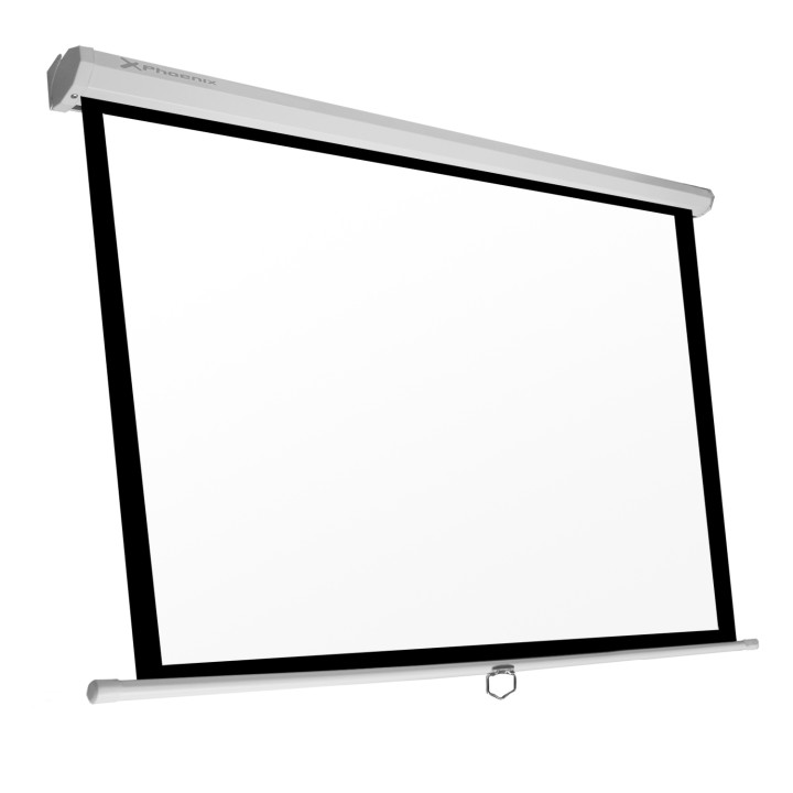 Pantalla manual videorpoyector phoenix pared y techo 135p 2.4m x 2.4m posicion ajustable carcasa blanca tela super...