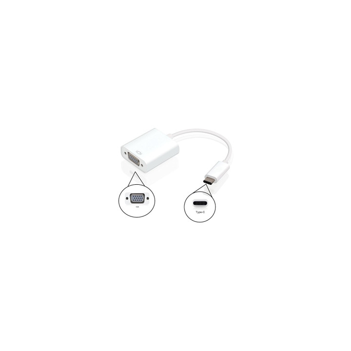 Cable adaptador ewent usb tipo-c macho a vga hembra blanco EW-139500-001-N-P