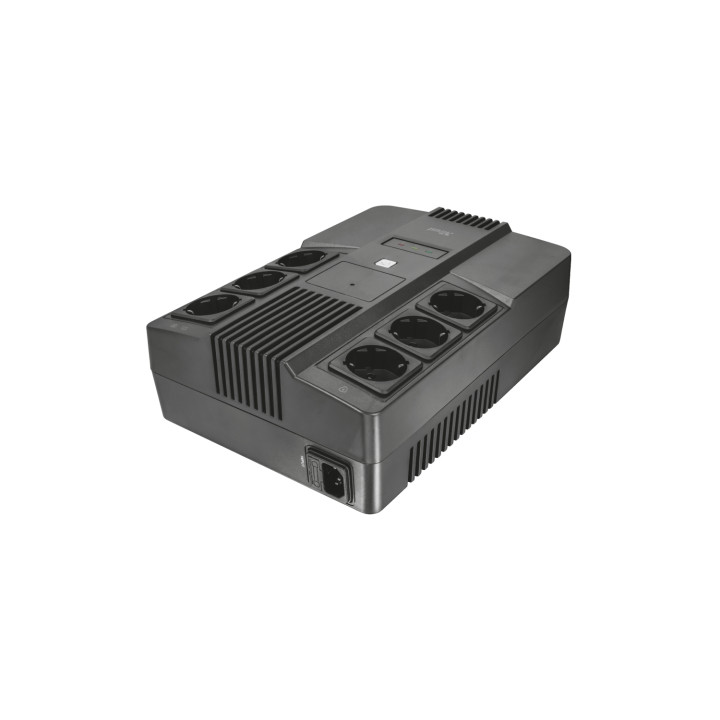 Sai linea interactiva trust maxxon 800va 6x schuko proteccion avr proteccion sobrecarga corto circuito negro 23326