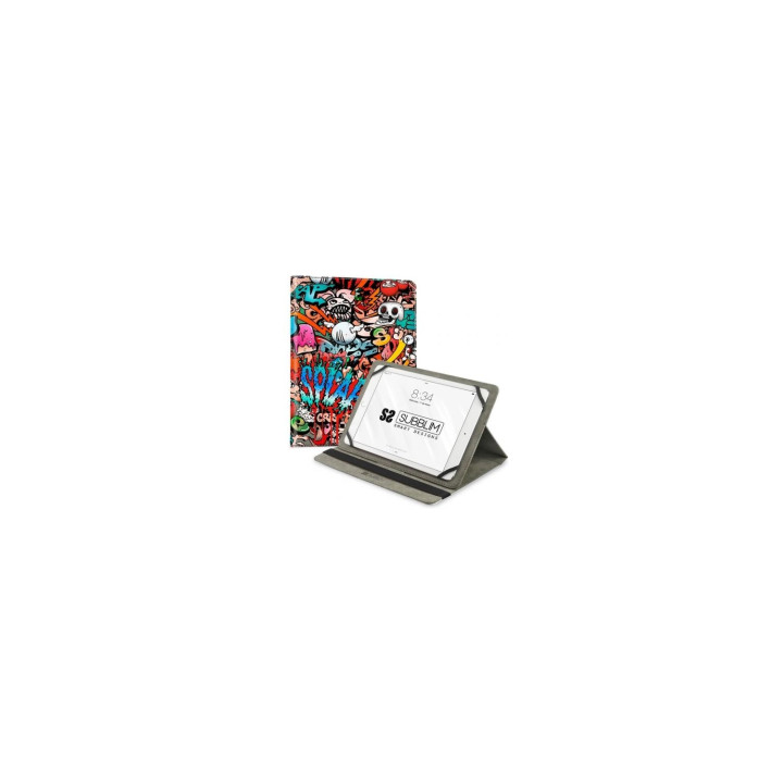 Funda tablet subblim trendy graffiti universal 10.1p exterior acabado en pu posicion stand 3 angulo cierre banda...