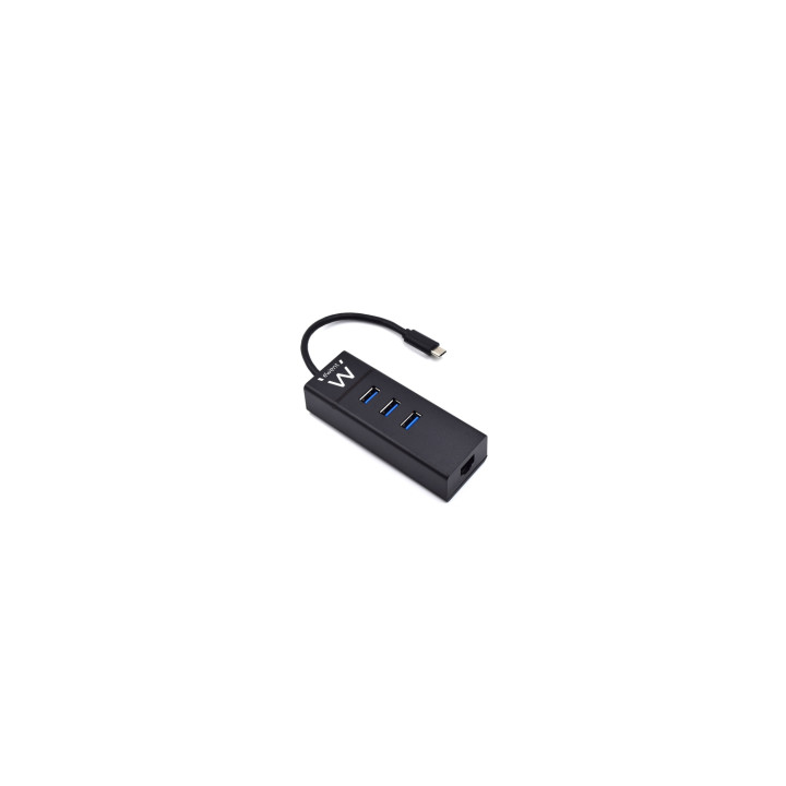 Hub ewent 3 puertos usb 3.1 Ttpo -c 5000 Mbit/s con 1 puerto de red gigabit negro EW1141