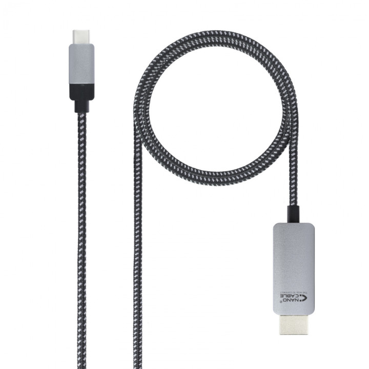 Cable conversor nanocable usb tipo-c macho a hdmi macho 1.8m aluminio negro 10.15.5102
