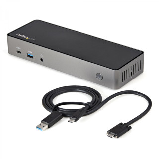 StarTech.com Docking station hibrida universal replicador de puertos con 85W para tres monitores negro gris DK31C3HDPDUE