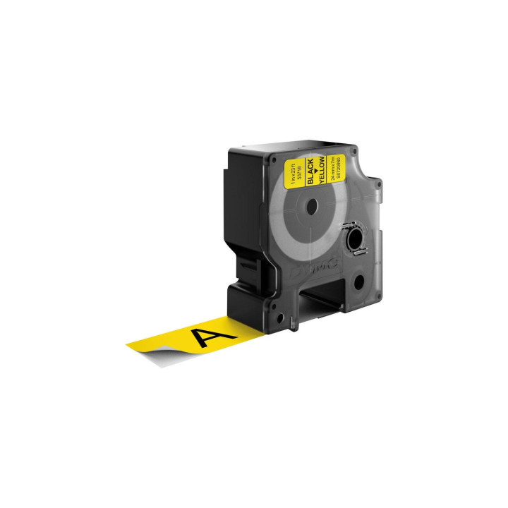 Dymo D1 Etiquetas estandar negro sobre amarillo 24mm x 7m poliester