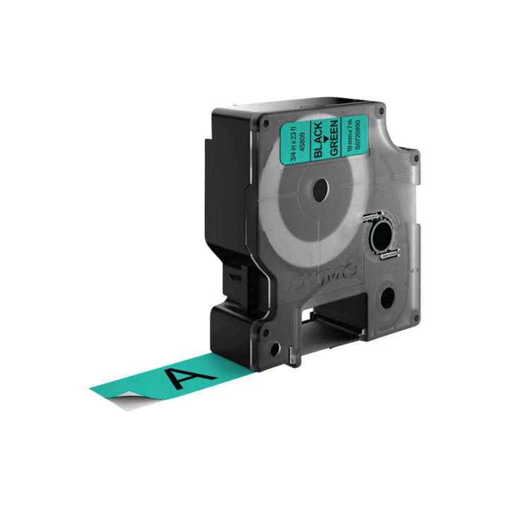 Dymo D1 Etiquetas estandar negro sobre verde 19mm x 7m poliester