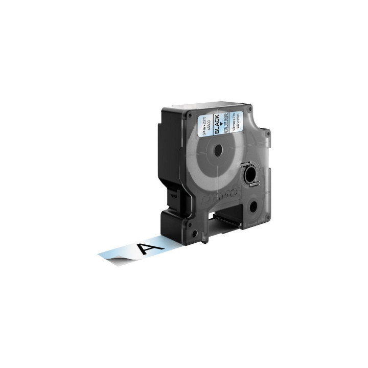 Dymo D1 Etiquetas estandar negro sobre transparente 19mm x 7m poliester