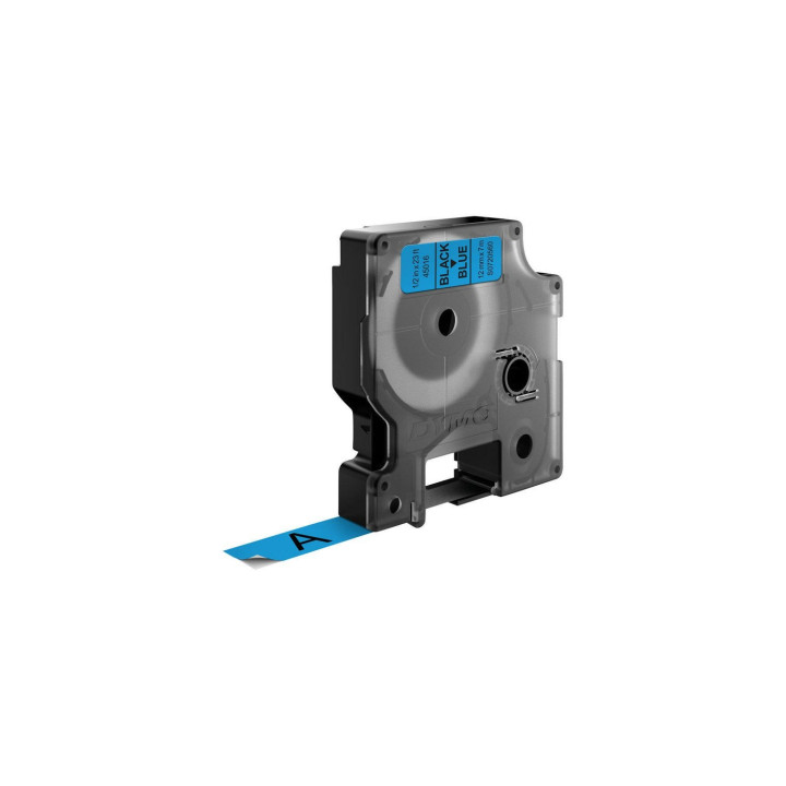 Dymo D1 Etiquetas estandar negro sobre azul 12mm x 7m poliester