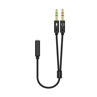Aisens Adaptador Jack 3.5 4pines Hembra a 2xjack 3.5 3pines Macho 0.25m negro