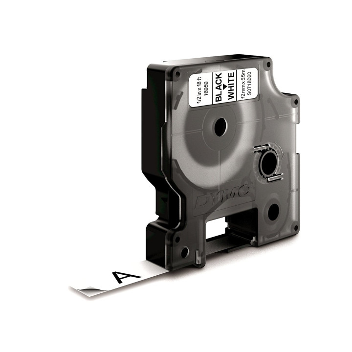 Dymo D1 Etiquetas durable negro sobre blanco 12mm x 5.5m