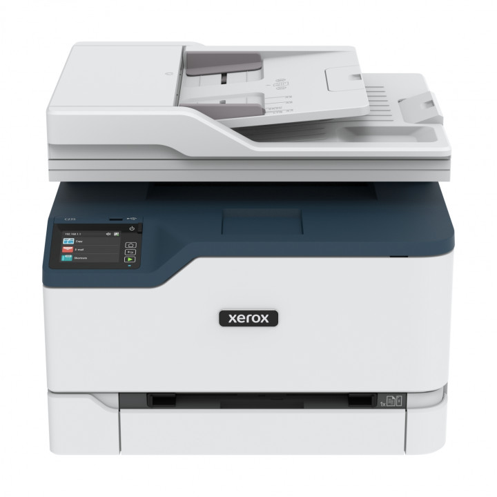 Xerox C235 Impresora multifuncion laser duplex A4 22 ppm escaner fax PS3 PCL5e/6 ADF 2 bandejas azul blanco