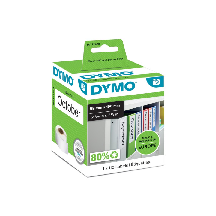 DYMO LW -Etiquetas para archivadores de tamaño grande - 59 x 190 mm - S0722480