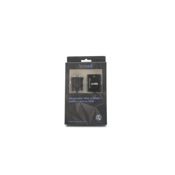 iggual Adaptador VGA a HDMI + audio + microUSB 0.25m negro