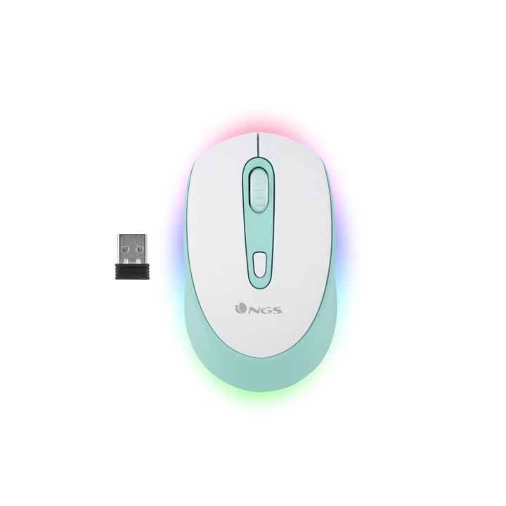 Ratón NGS SMOG MINT-RB Ambidextro RF inalámbrica + Bluetooth Í“ptico 2400 DPI Menta, Blanco