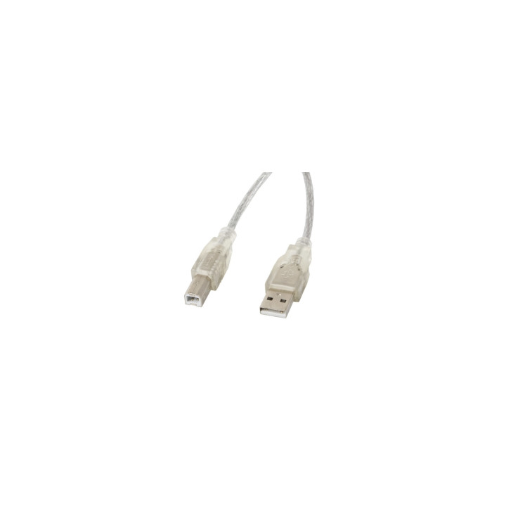 Lanberg CA-USBA-12CC-0050-TR Cable usb 2.0 tipo-a macho a usb tipo-b macho 5m transparente