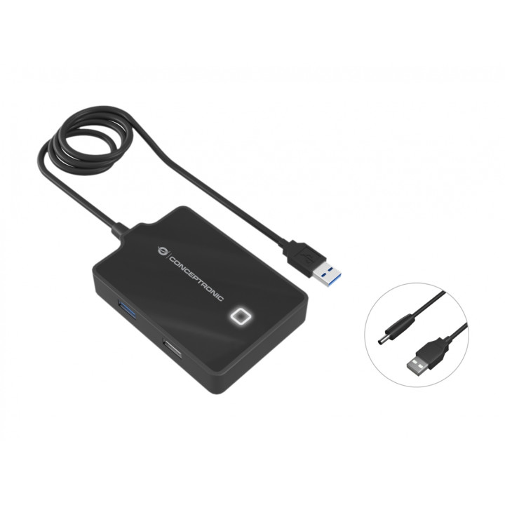 Conceptronic HUB de interfaz USB 3.2 Gen 1 (3.1 Gen 1) Type-A 5000 Mbit/s Negro
