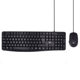 Ewent Teclado USB QWERTY Español+ Raton Ambidextro Optico Negro