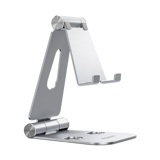 AISENS Soporte De Sobremesa Tamaño XL Ajustable (2 Pivotes) Para Movil / Tablet, Plata