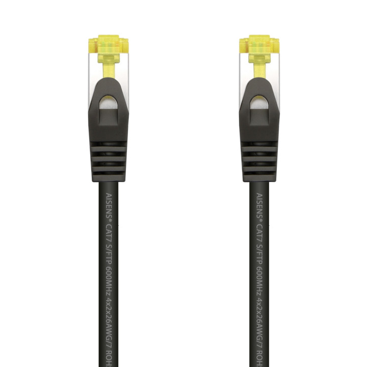 AISENS Cable De Red Latiguillo RJ45 LSZH Cat.7 600 MHz S/FTP PIMF AWG26, Negro, 2.0 m