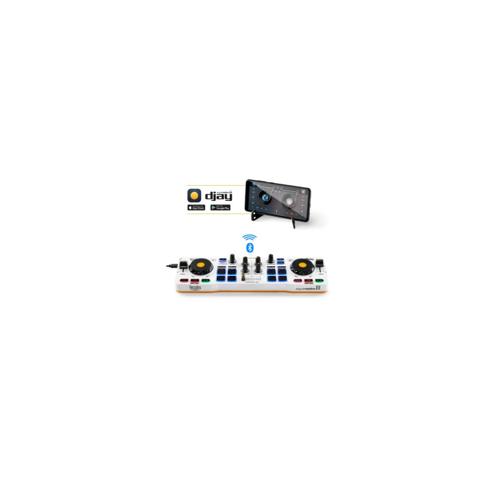 Hercules DJControl mix Mesa de mezclas bluetooth para smartphone negro blanco amarillo