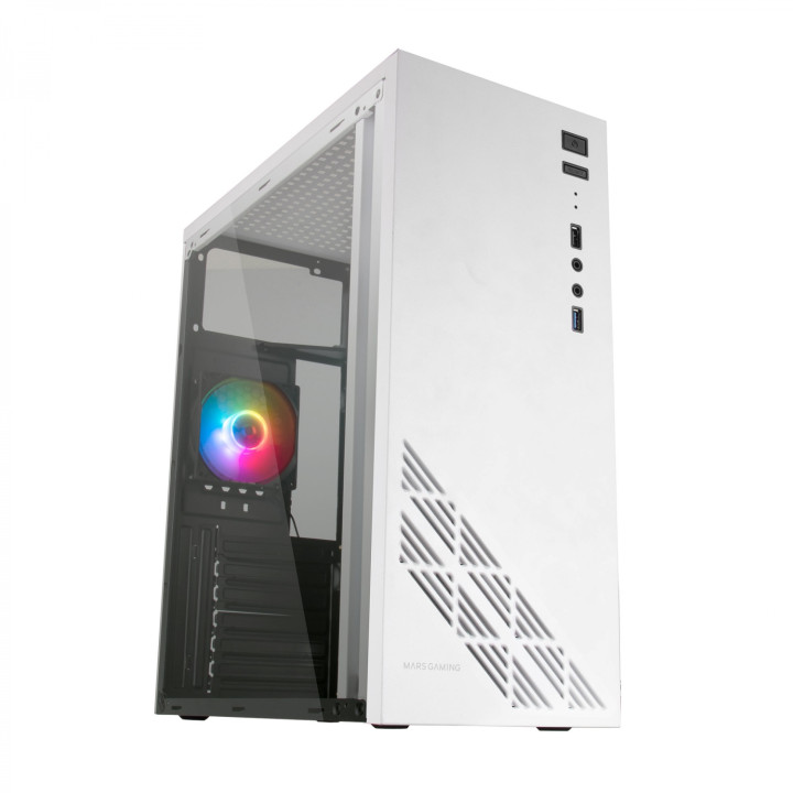 Mars Gaming MC100W Caja torre ATX ventilador 90mm FRGB convect-cool blanco