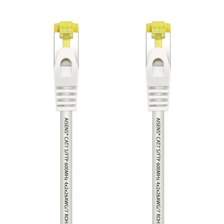 AISENS Cable De Red Latiguillo RJ45 LSZH Cat.7 600 MHz S/FTP PIMF AWG26, Blanco, 2.0 m