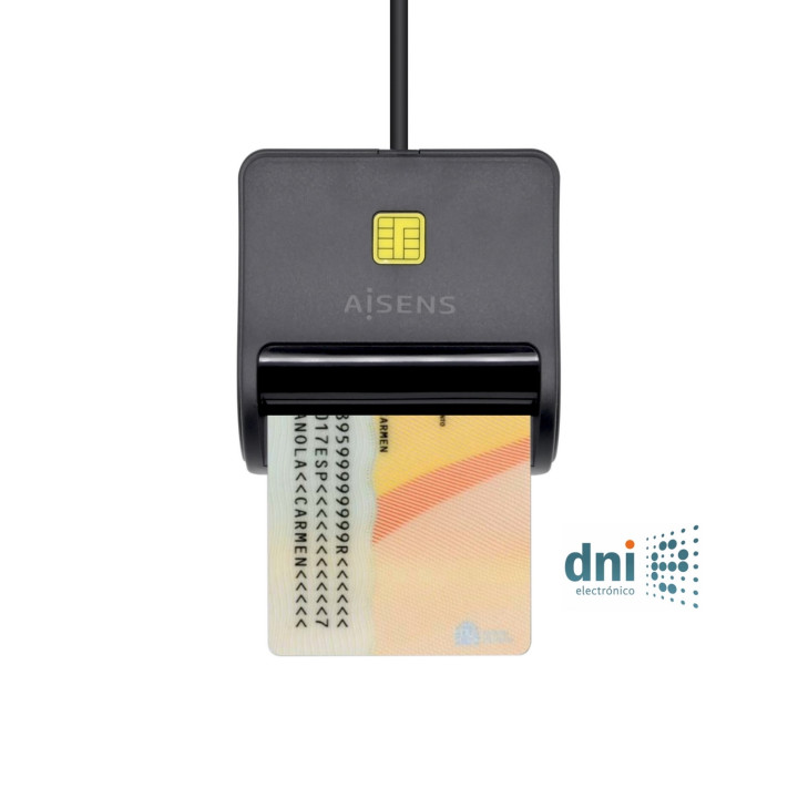AISENS Lector de Tarjeta Inteligente DNI Negro